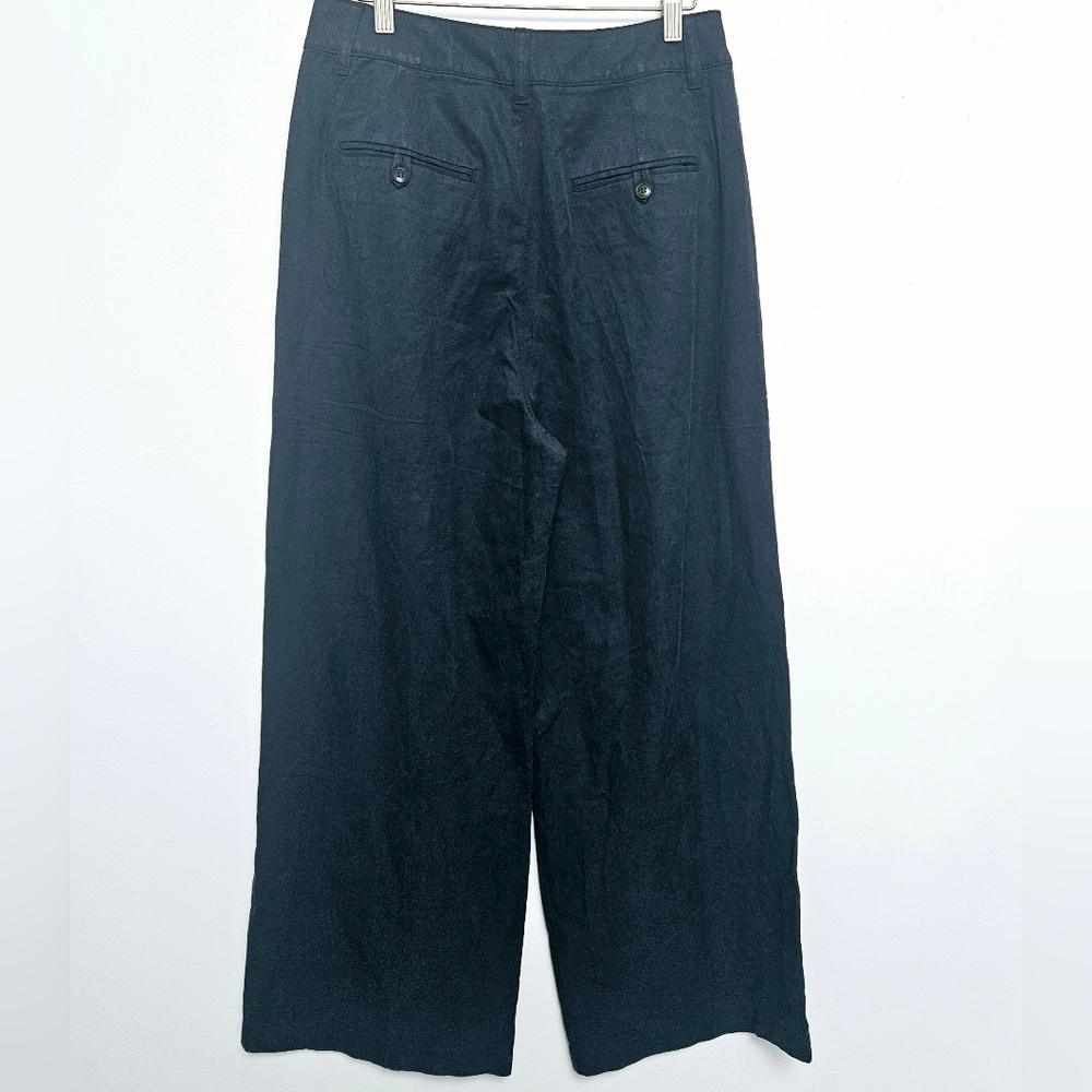 Madewell Palazzo Wide Legged Relaxed  Pants Lenin Blend True Navy Blue Sz 6 - Picture 5 of 16